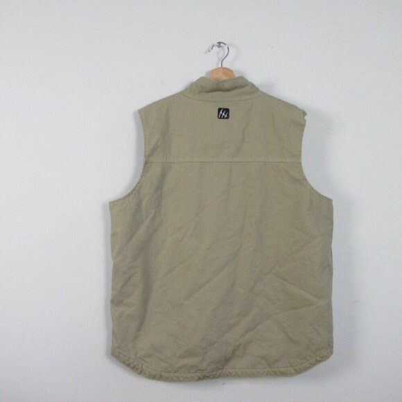 Fin Tech Men's XL Tan Full Zip Heavy-Duty Canvas Vest Multipocketed Lined 850 - Picture 2 of 11
